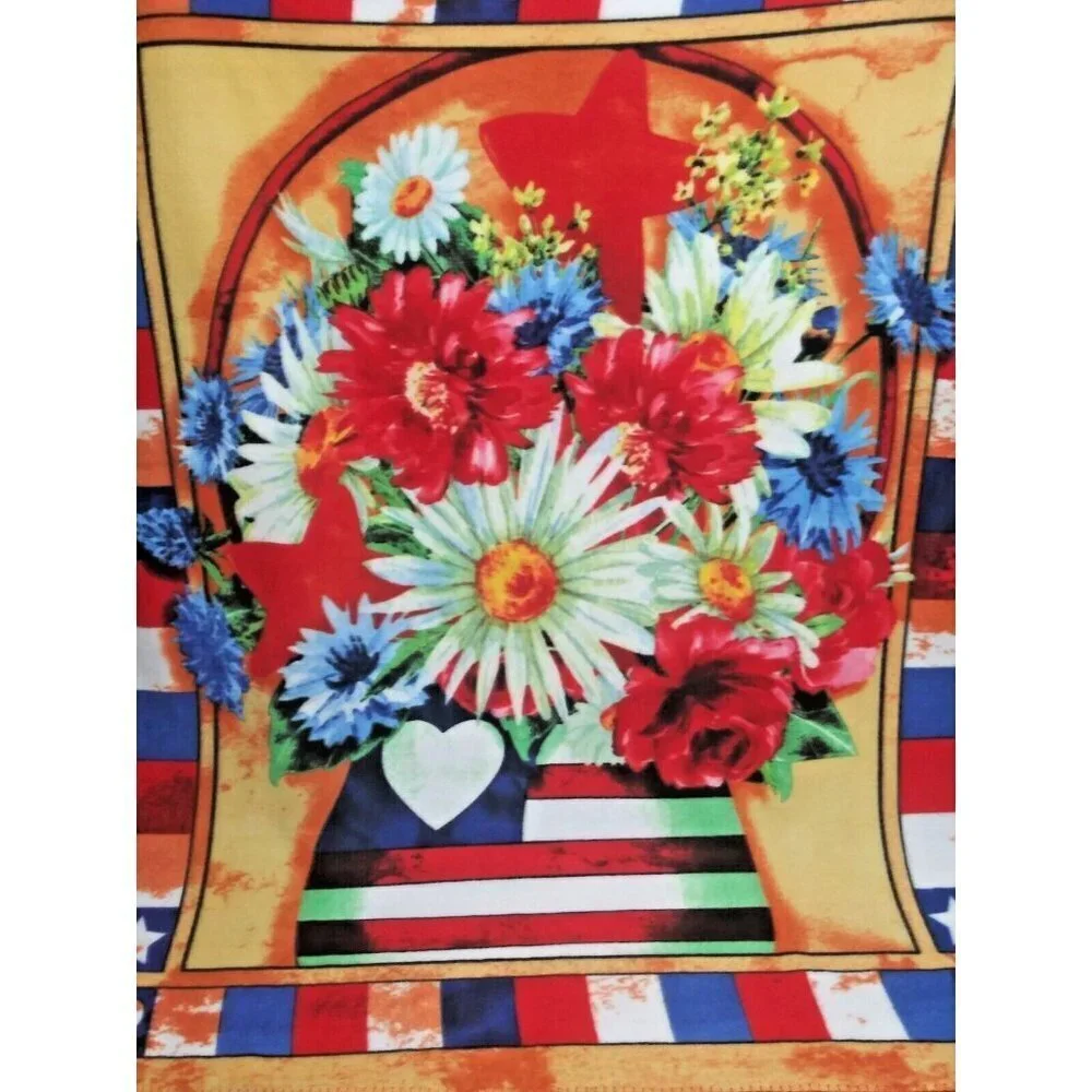 NEW Throw Blanket Floral Patriotic 48